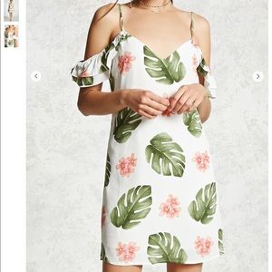 Forever 21 palm print off the shoulder dress